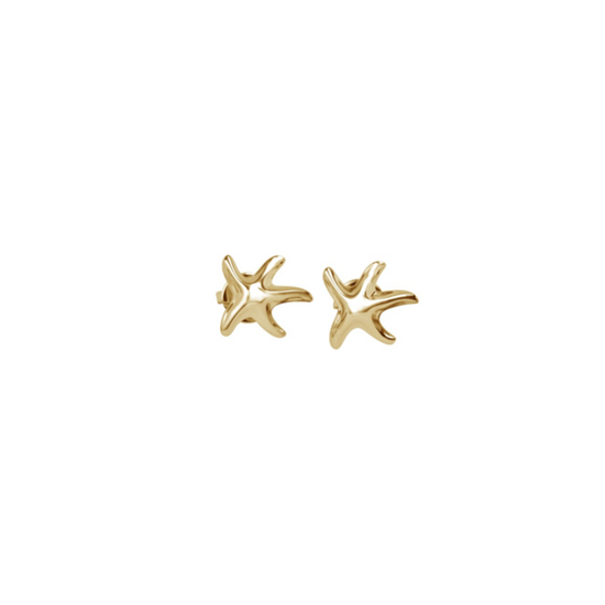 14k Gold Petite Swimming Starfish Studs