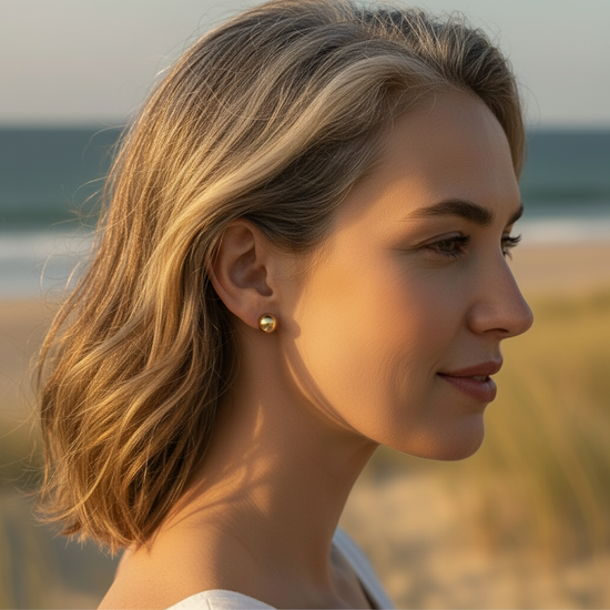 14k Gold Cape Cod Single Ball Stud Earrings