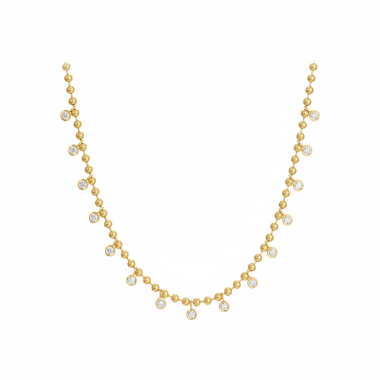 Beaded Diamond Drops Necklace