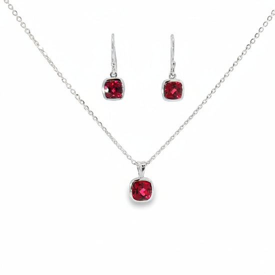 Rhodolite Garnet Bezel Drop Earrings