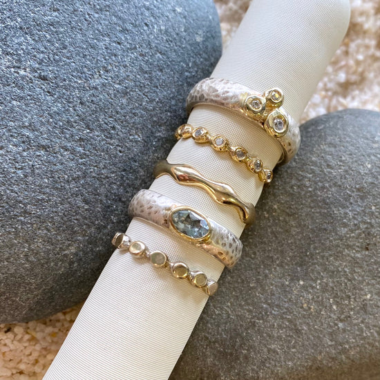 Petite Diamond Beach Stone Ring