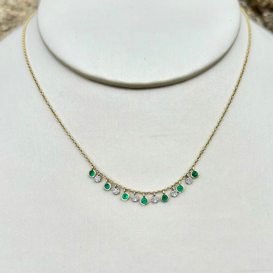 14k Gold Emerald and Diamond Necklace | By Meira T