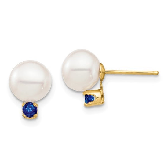 Pearl + Sapphire Stud Earrings
