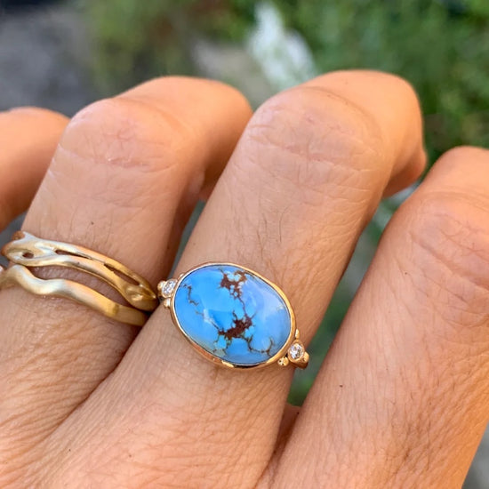 14K Golden Hills Turquoise + Diamond Ring