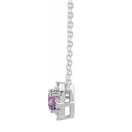 Sterling Silver Amethyst + Diamond Necklace