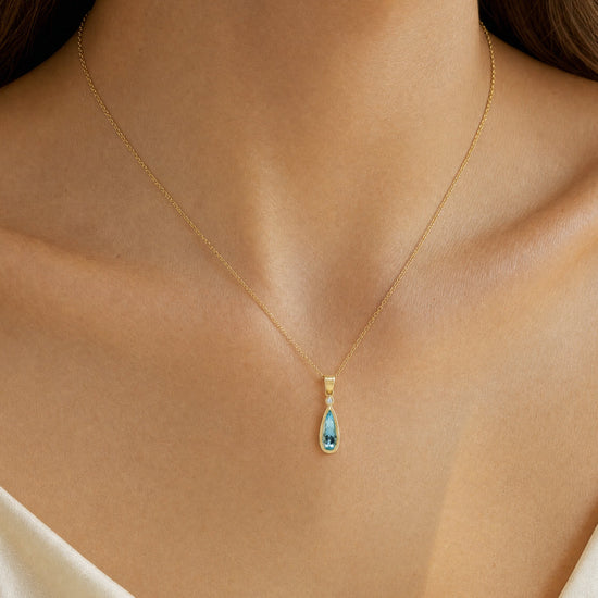 Ocean Reflections Aquamarine Teardrop Pendant