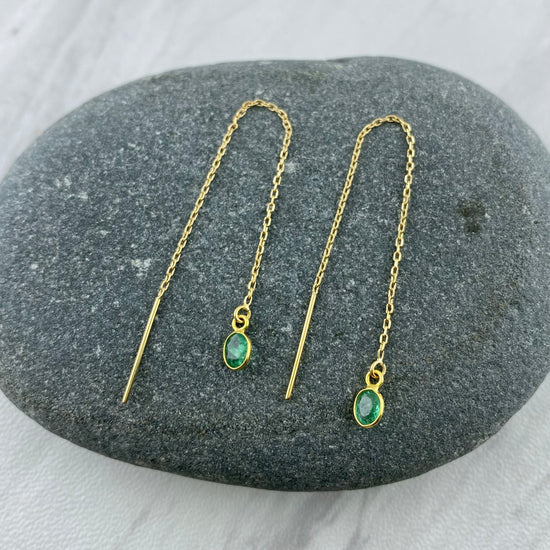 14K Emerald Threader Earrings