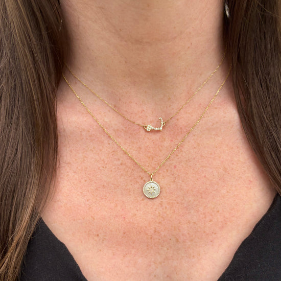 Diamond + Mother of Pearl Compass Charm