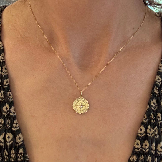 14K Compass Medallion Necklace