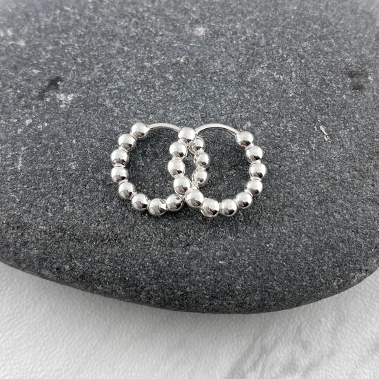 Sterling Silver Beaded Cape Cod Huggie Earring