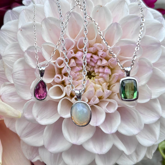 Sterling Silver Opal Cabochon Necklace