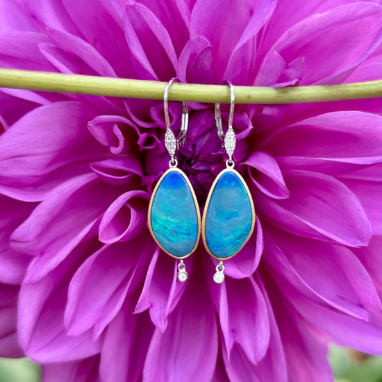 Ocean Currents Boulder Opal Drop Earrings