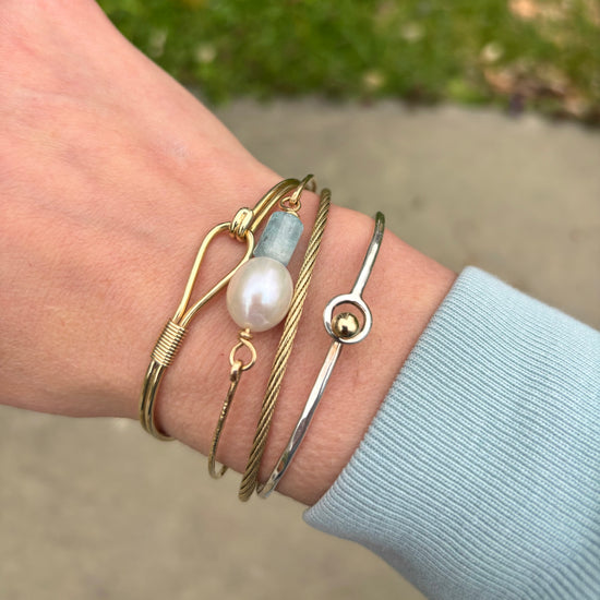 Aqua Pearl Gem Hook Bracelet