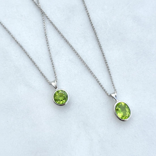 Sterling Silver Peridot Bezel Necklace