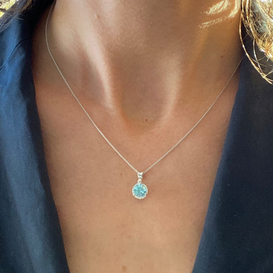 14k Ocean Sparkle Blue Zircon Necklace