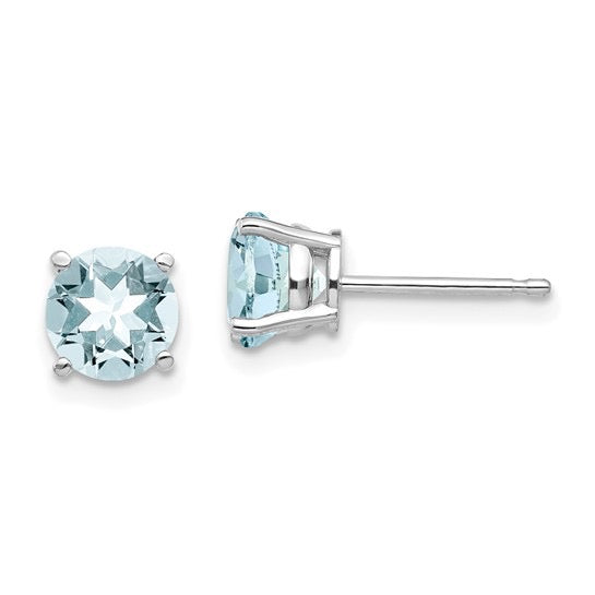 14K 6mm Aquamarine Stud Earrings
