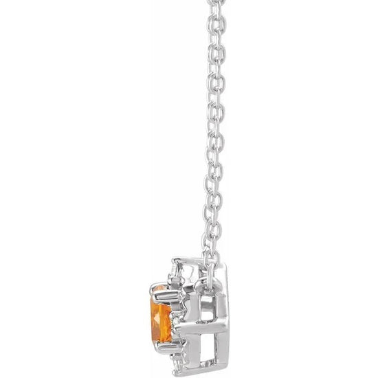 Sterling Silver Citrine + Diamond Necklace
