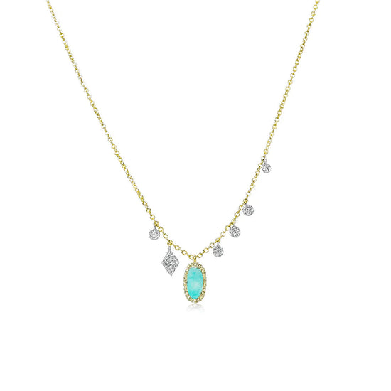 Dainty Amazonite + Diamond Charm Necklace | BY MEIRA T