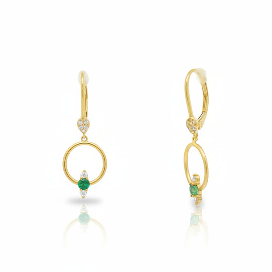 14k Emerald + Diamond Drop Earrings | By Meira T