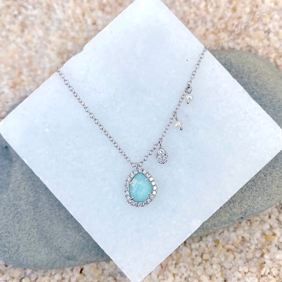 Meira T. Milky Aquamarine Drop Necklace