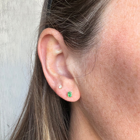 Emerald Oval Stud Earrings