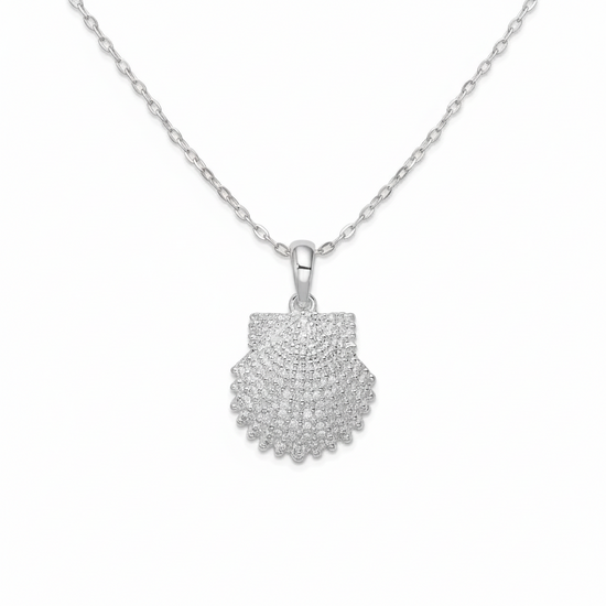 Sterling Silver Textured Scallop Shell Pendant