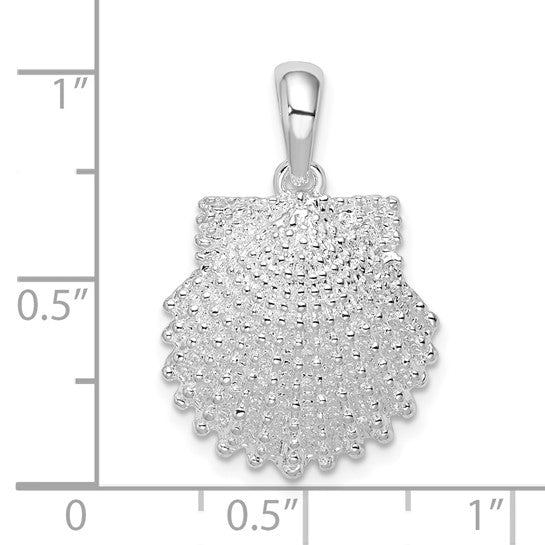 Sterling Silver Textured Scallop Shell Pendant
