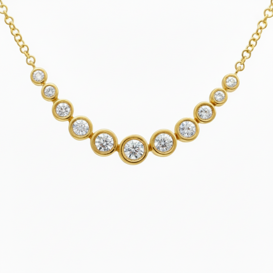 14K Gold Diamond Graduated Necklace