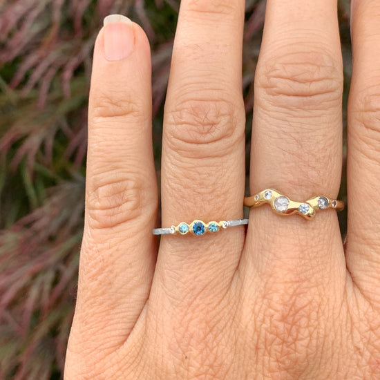 Topaz + Diamond Two Tone Stacker Band