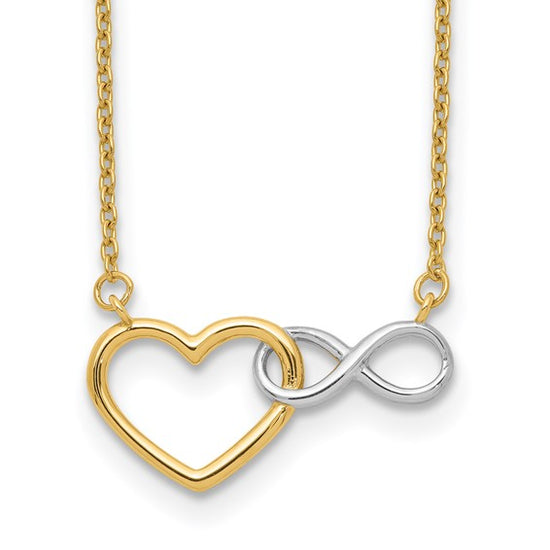 Two Tone Heart + Infinity Necklace