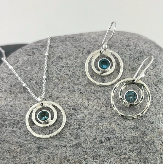 Blue Topaz Concentric Circle Earrings