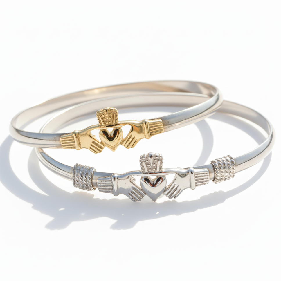 Braccialetto Claddagh celtico in argento espandibile per bambini fatto a mano - Italia