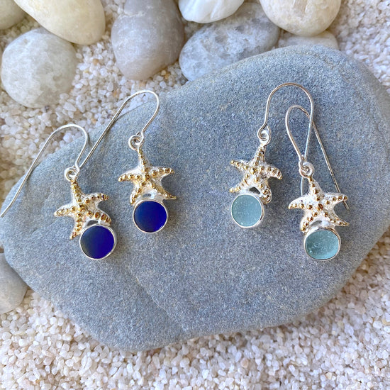 Starfish + Sea Glass Drop Earrings