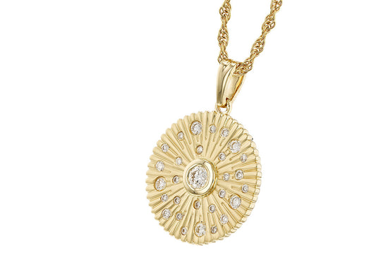 14k Gold + Diamond Medallion Necklace