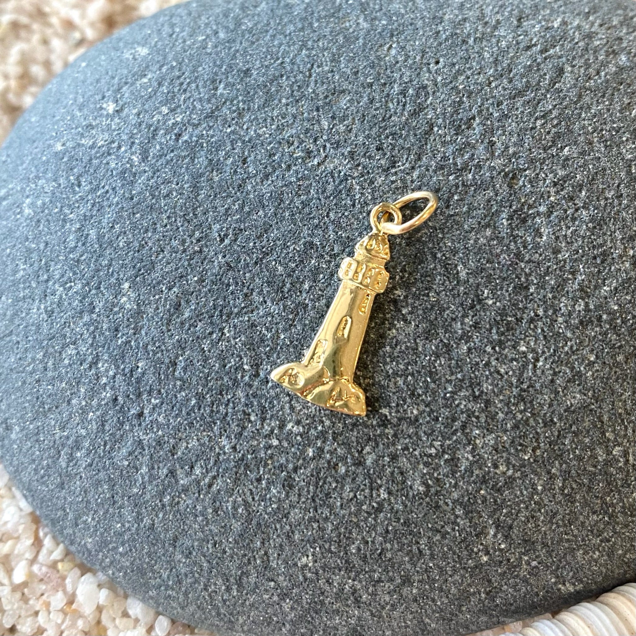 Vintage 14K Yellow Gold Lighthouse Necklace Pendant Charm, Ocean, Shore selling