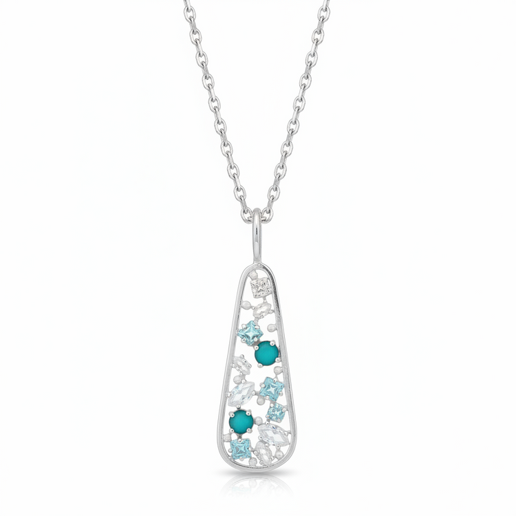 Oceanic Drop Necklace - White Background