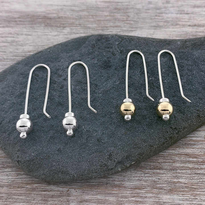 Cape Cod Fish Hook Earrings 14K Gold + Sterling Silver