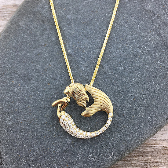 14k Gold + Diamond Mermaid Necklace