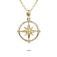14k Gold + Diamond Sunburst Compass Pendant