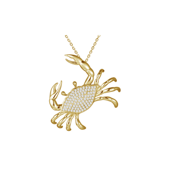 14k Gold + Diamond Crab Necklace