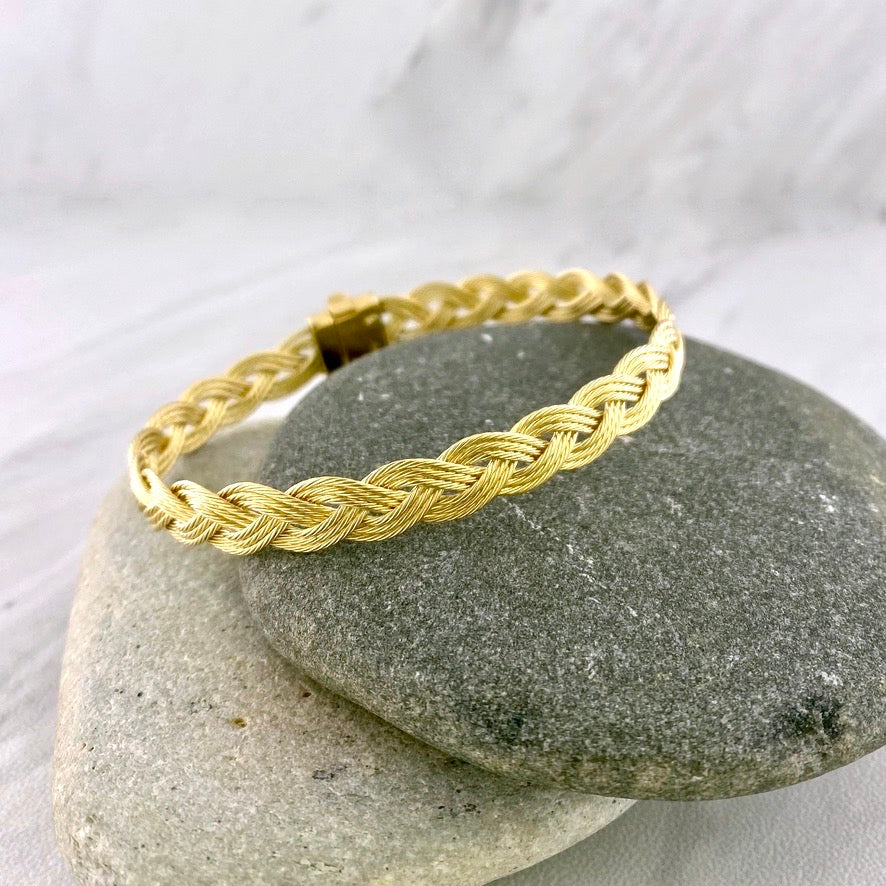 7mm 14K Gold Braided Nautical Rope Bracelet