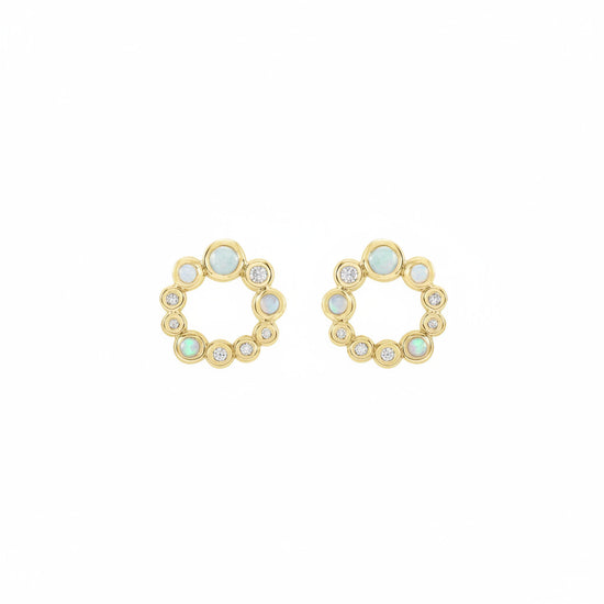 Opal & Diamond Circle Earrings