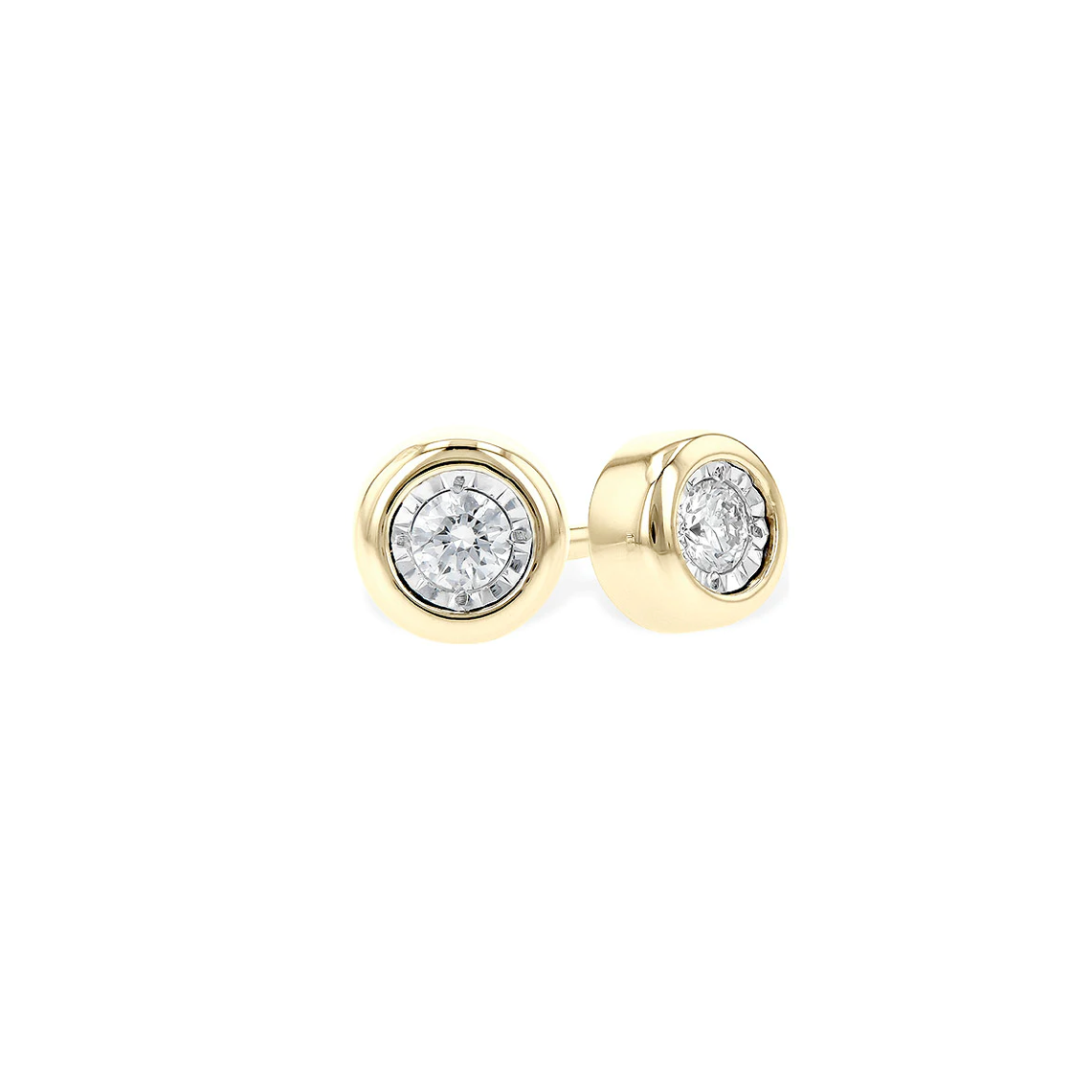 Bezel-Set Classic Diamond Studs 14K Yellow Gold / 1