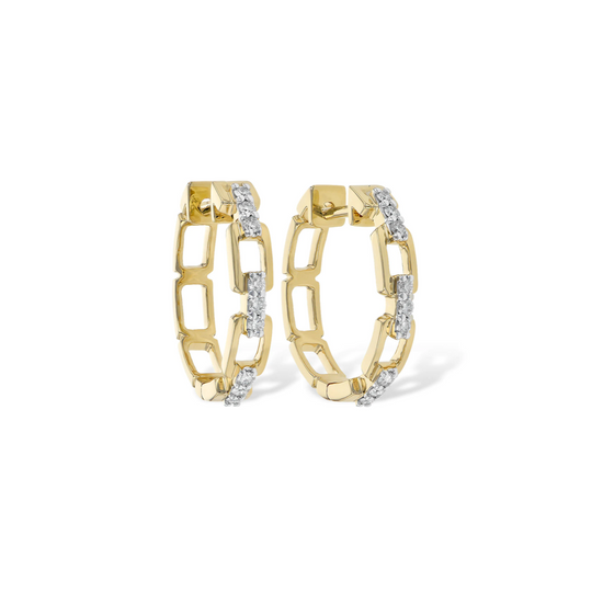 Diamond Link Hoop Earrings