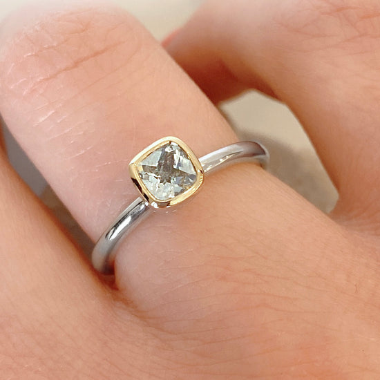 Two Tone Aquamarine Ring