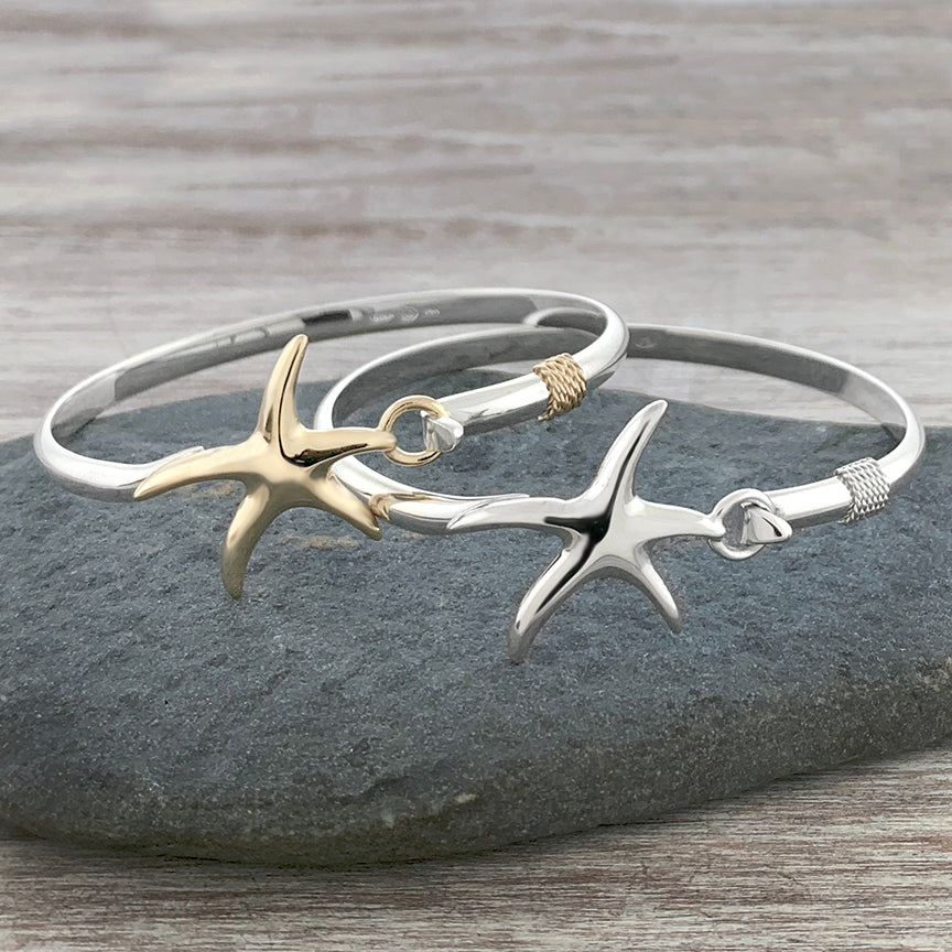 Dancing Starfish Hook Bracelet 14K Gold + Sterling Silver / 8