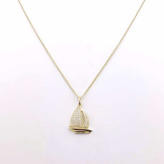 14k Gold + Diamond Sailboat Pendant
