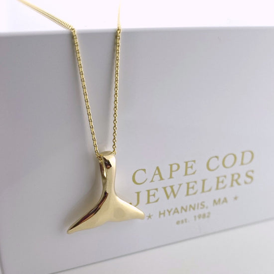 14k Gold Small Whale Tail Necklace