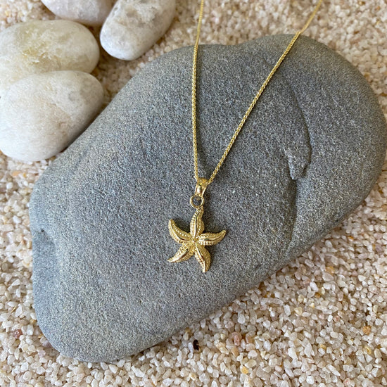 14k Gold Swimming Starfish Necklace