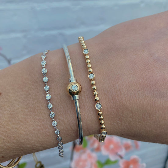 14K Gold + Diamond Beaded Tennis Bracelet